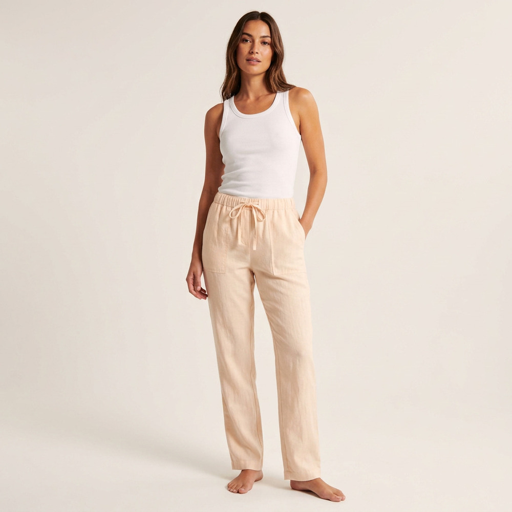 Juicy Couture Peach 100% Linen Drawstring Pants P